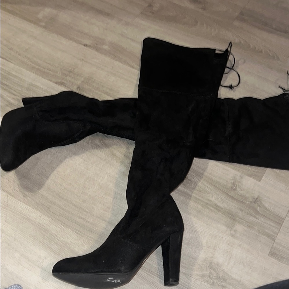 Fashion Nova Black Over the Knee Boots with Chunky Heel
